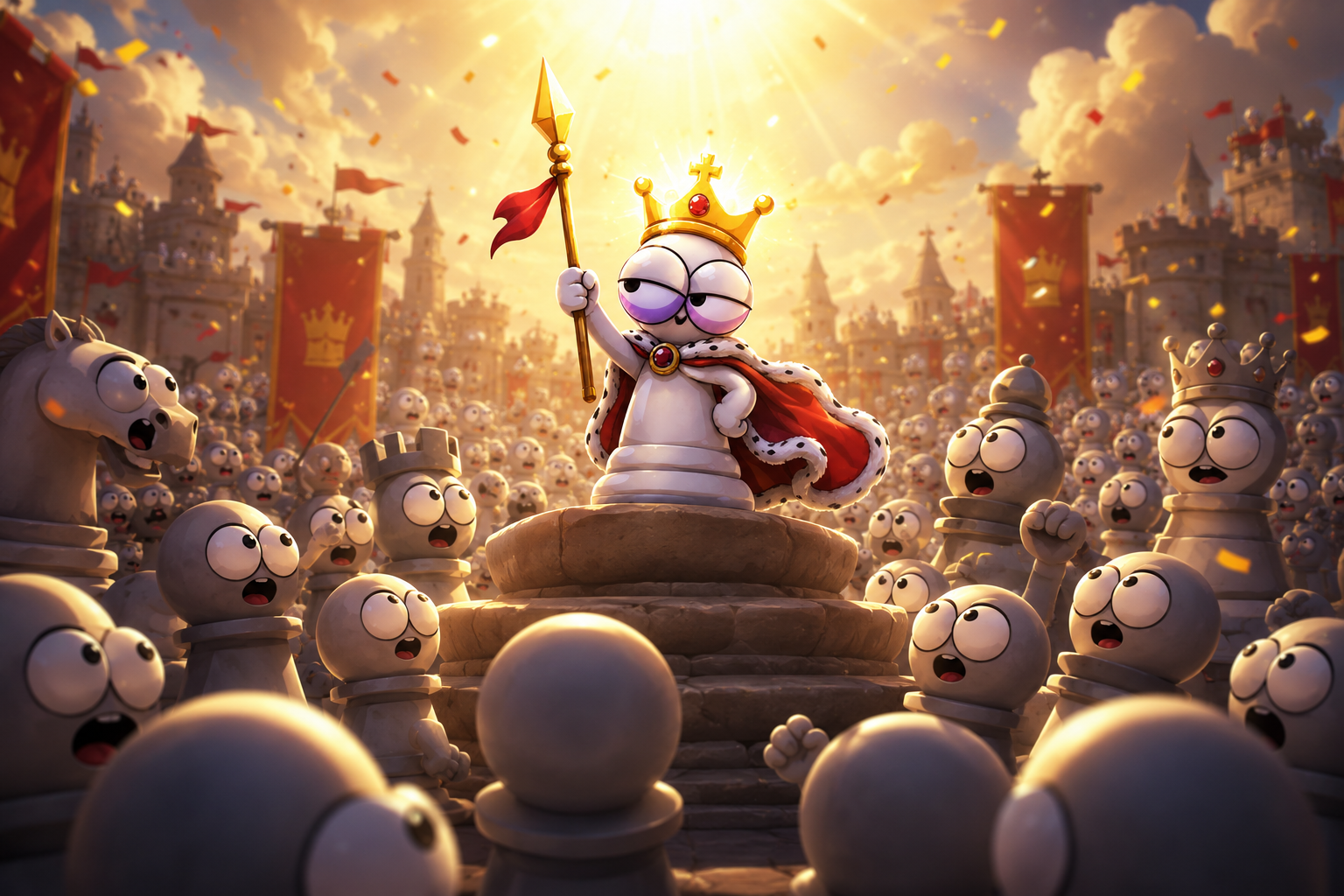 Powns crowned as king before his kingdom